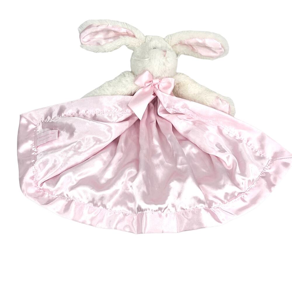 Bearington Baby White Bunny Rabbit Pink Lovey Plush Satin